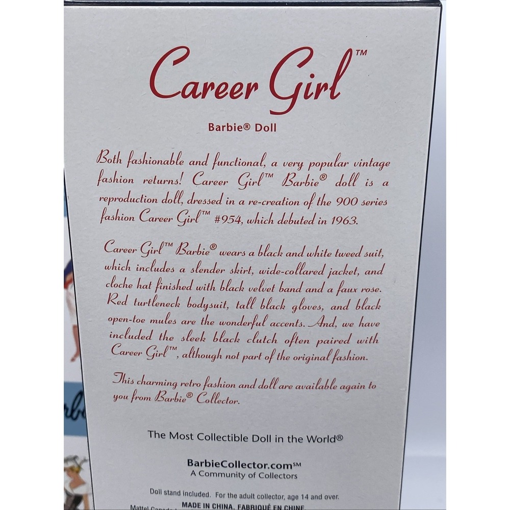 NEW 2006 Career Girl 1963 Barbie Doll Reproduction Gold label Mattel #J0965 - Picture 10 of 16